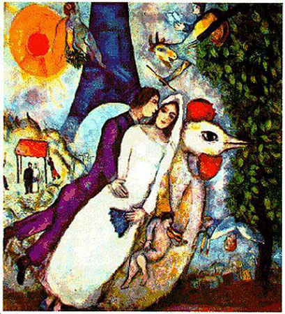 Chagall Les mariés de la Tour Eiffel –  https://lagriotteanice.wordpress.com/ | La Griotte